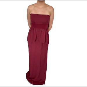 Red Strapless BCBG Maxazria Maxi Dress